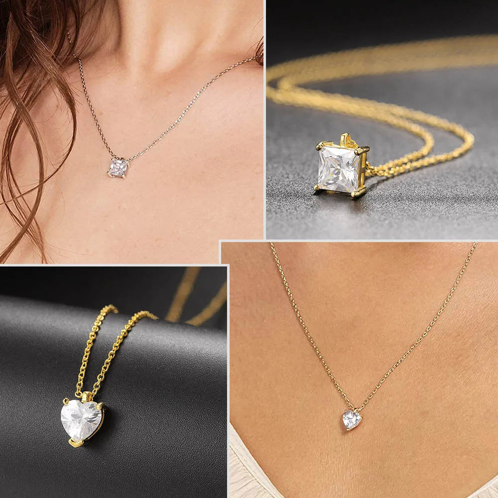 Waterdrop Crystal Pendant Necklace for Women Gold Color Geometric CZ Choker Chain on Neck-Dollar Bargains Online Shopping Australia