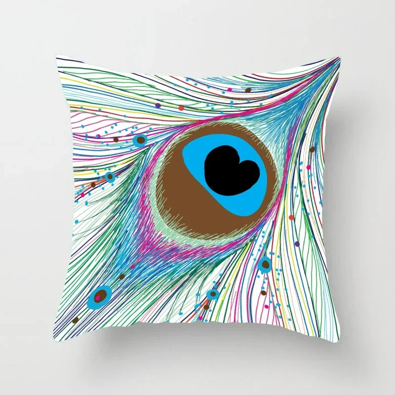 Creative Peacock Feather Series Pillowcase Art Life Home Decoration Sofa Office Seat Waist Cushion  Cover