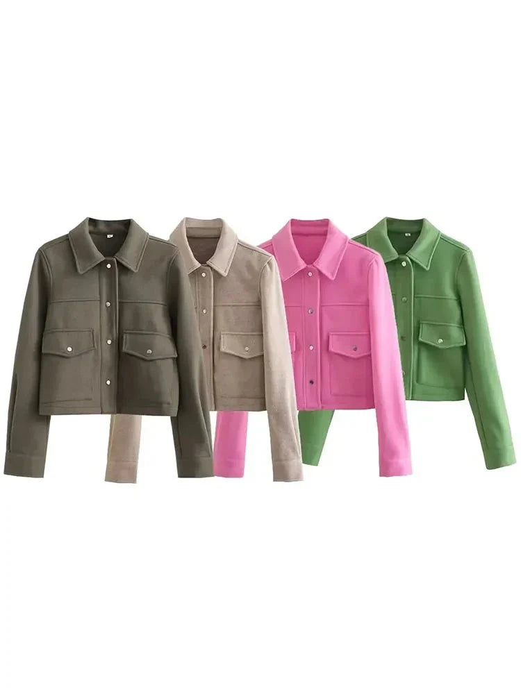 Jackets Womens Autumn Fashion Solid Front Pockets Button Long Sleeve Jacket Elegant Woman Casual Outerwear Coat-Dollar Bargains Online Shopping Australia