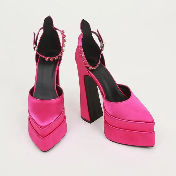 Women Sandals Summer Shoes Sexy Thick High Heels Platform Black Red Yellow Dress Party Wedding Shoes Woman Pumps-Dollar Bargains Online Shopping Australia