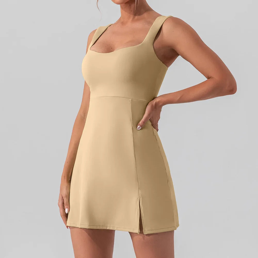 Women New Solid Sleeveless Tennis Dress Racerback Golf Dress Outfit Sportswear Dresses-Dollar Bargains Online Shopping Australia