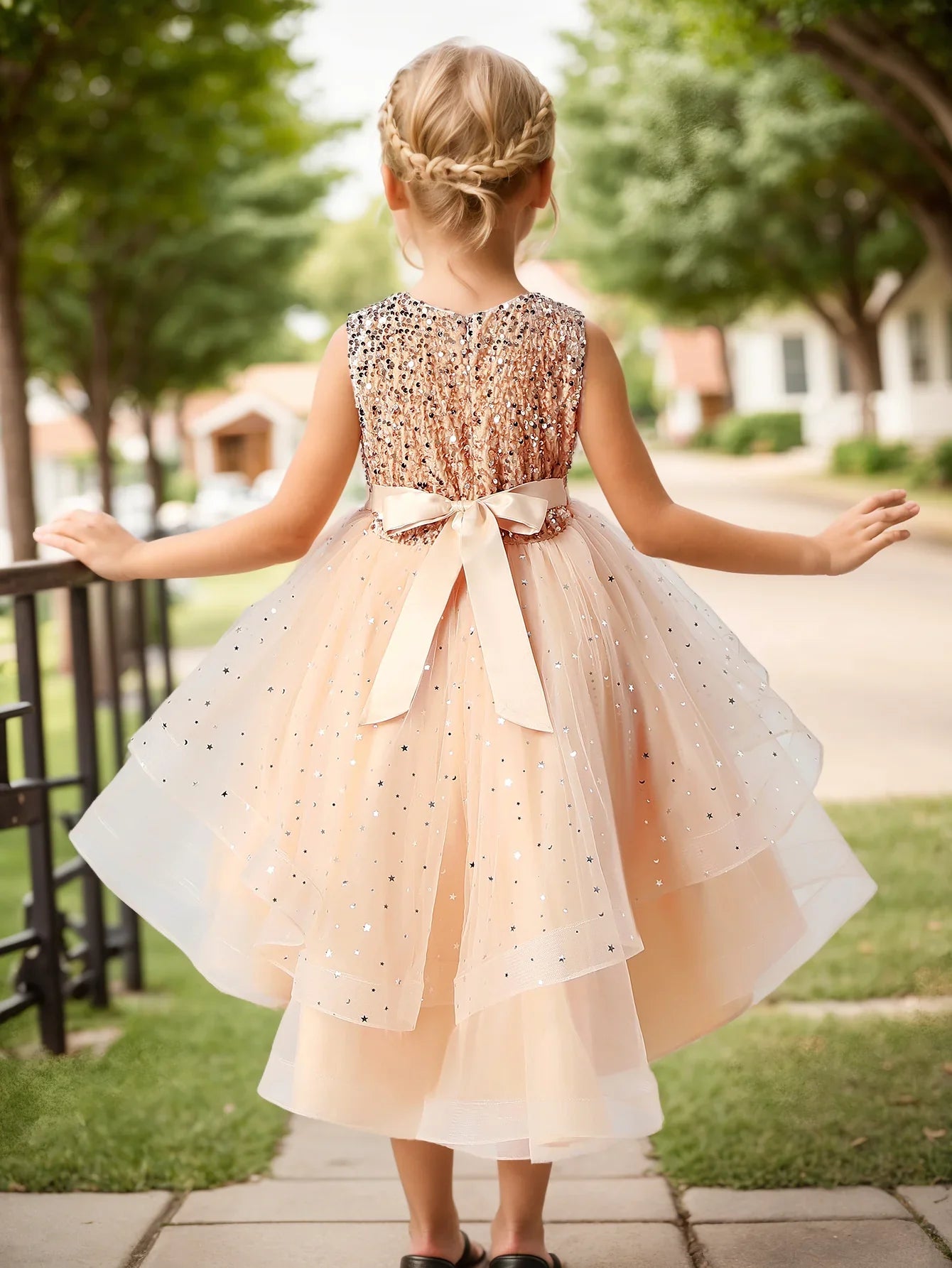 Flower Girls Princess Sequins Baby Wedding Christmas Party Trailing Dress Teenager Children Kids Elegant Vestidos for 3-15Years-Dollar Bargains Online Shopping Australia