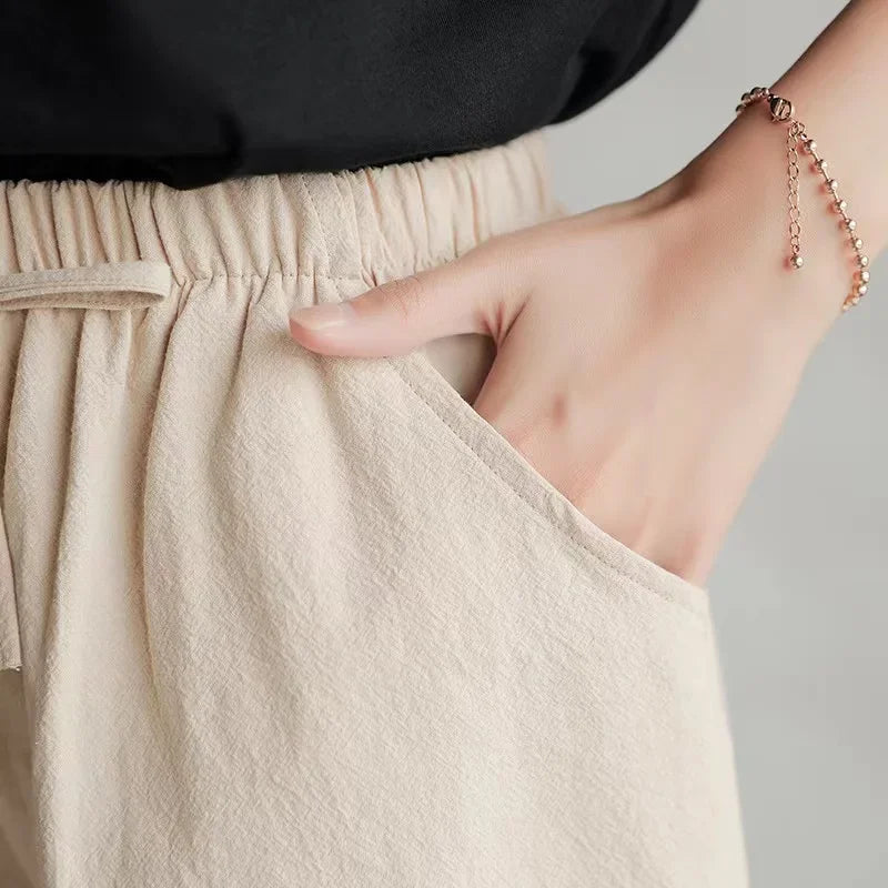 Cotton Linen Beach Shorts Women Basic Short Pants Mini Wide Leg Trousers Ladies Fashion Casual Home Streetwear-Dollar Bargains Online Shopping Australia