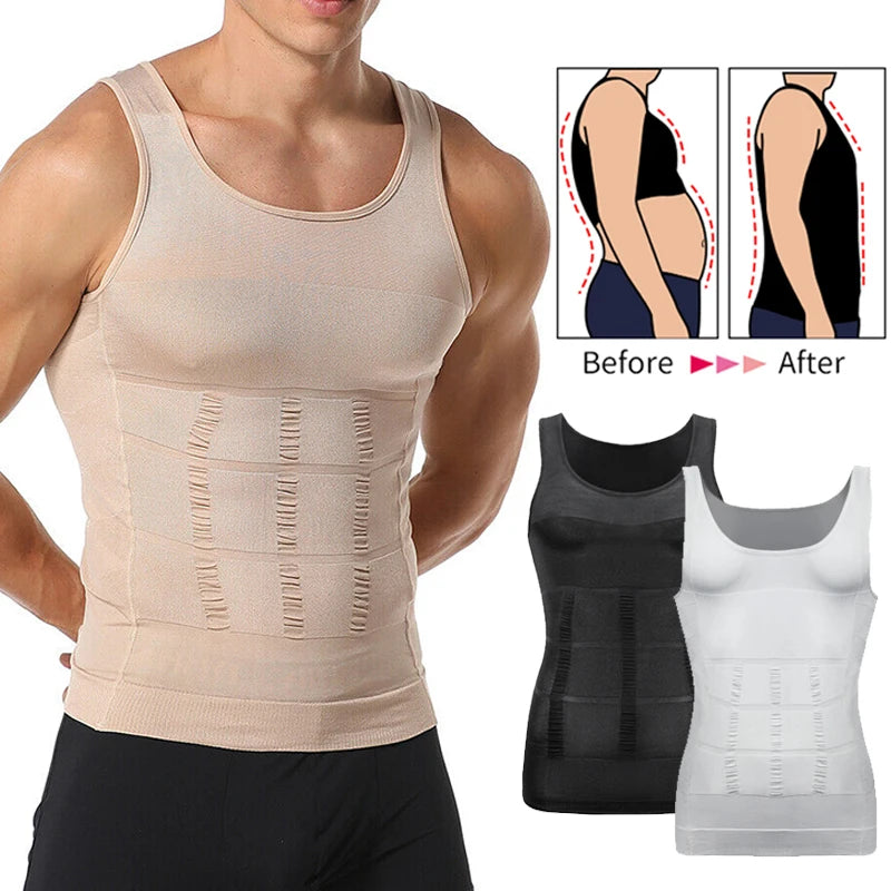 Mens Slimming Body Shaper Vest Shirt Abs Abdomen Slim Gym Workout Tummy Control Compression Tank Top Sleeveless Shapewear