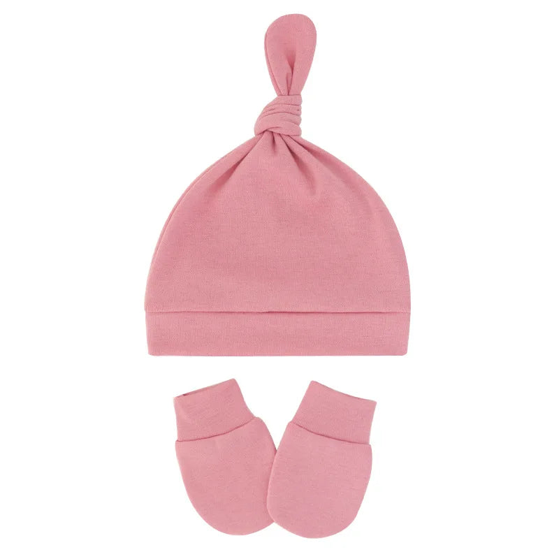 Newborn Baby Hat With Gloves Cotton Bonnet Baby Beanie For Girls Spring Soft Infant Cap Boy Toddler Accessories Gift-Dollar Bargains Online Shopping Australia