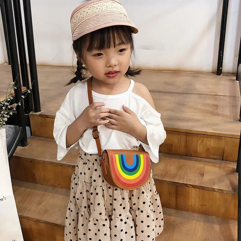 PU Leather Children's Small Shoulder Bags Lovely Cartoon Baby Girls Coin Purse Handbags Princess Accessories Crossbody Bag
