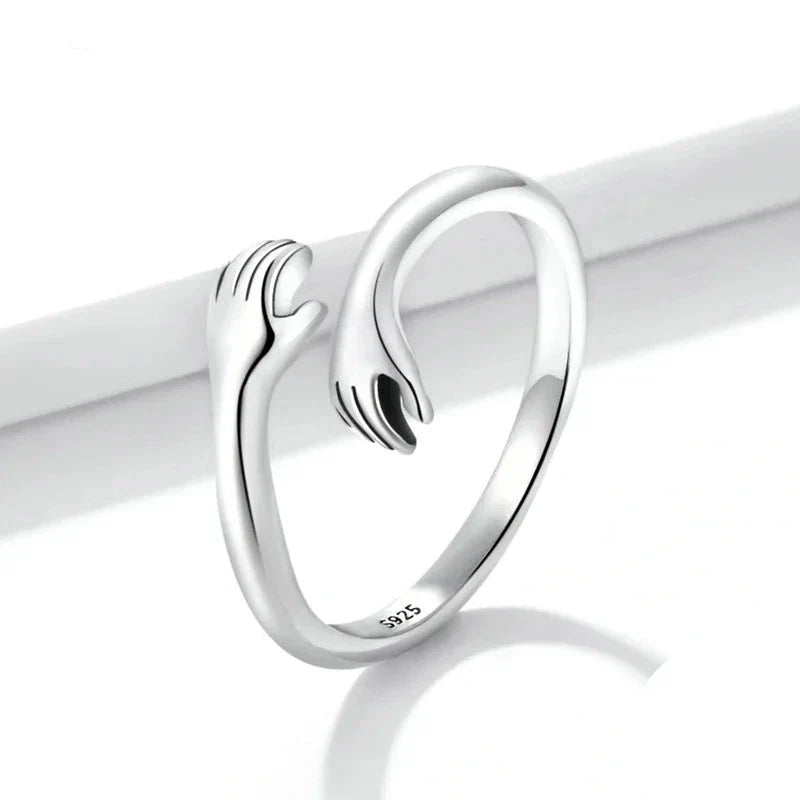 925 Sterling Silver Hug Warmth and Love Hand Adjustable Ring for Women Party Jewelry, His Big Loving Hugs Ring 3 Colors-Dollar Bargains Online Shopping Australia