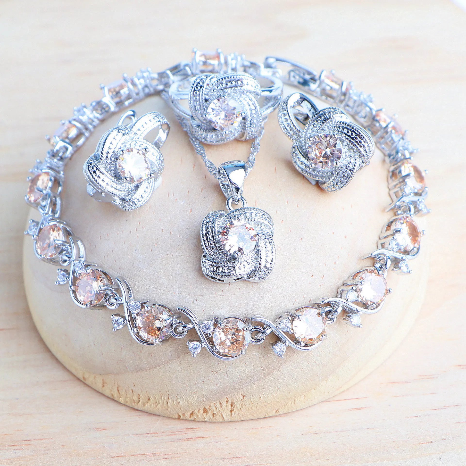 Blue Zirconia Women Jewelry Sets 925 Sterling Silver Wedding Bridal Costume Jewellery Earrings Rings Bracelets Pendant Necklace-Dollar Bargains Online Shopping Australia