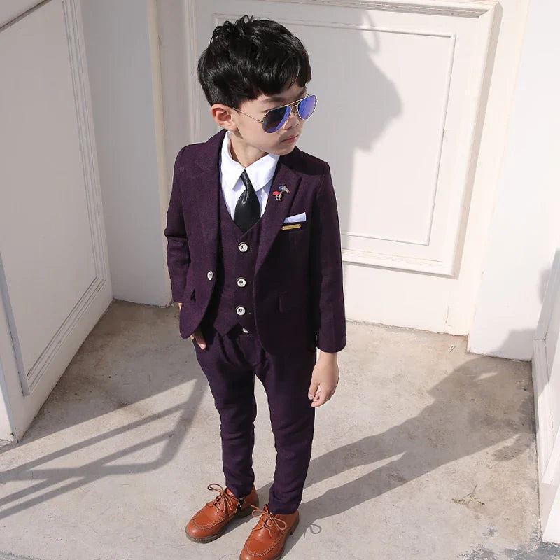 Baby Boys Wedding Party Costumes Blazer Vest Pants Children's Formal Suits Baptism Dress Kids Teenage Ceremony Suit Clothes Set