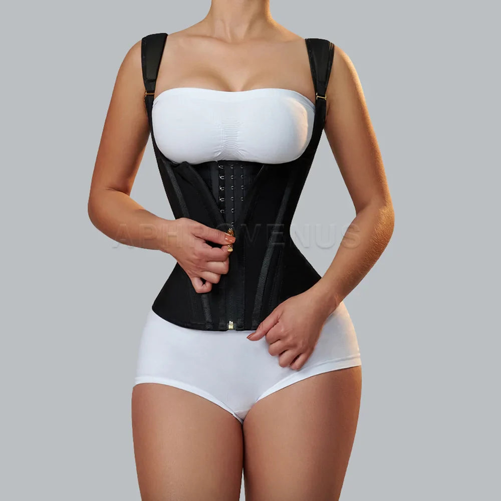 Women Double Compression Waist Trainer Corset with Bone Adjustable Zipper and Hook-eyes Flat Belly Body Shaper-Dollar Bargains Online Shopping Australia