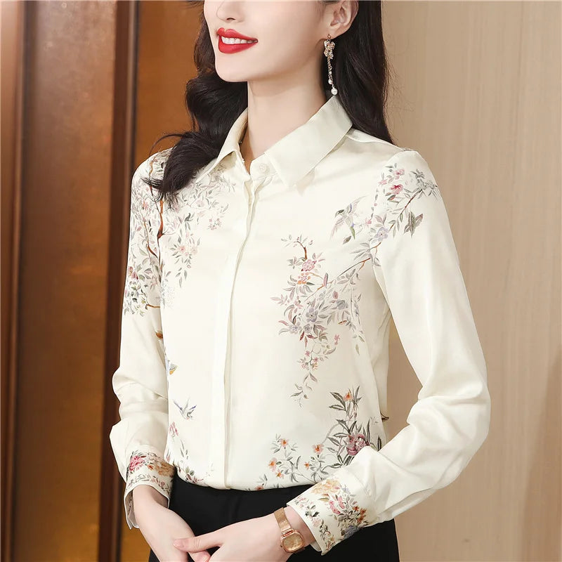 Fashion luxury ladies shirt France style woman printing blouse Long sleeve Tops-Dollar Bargains Online Shopping Australia