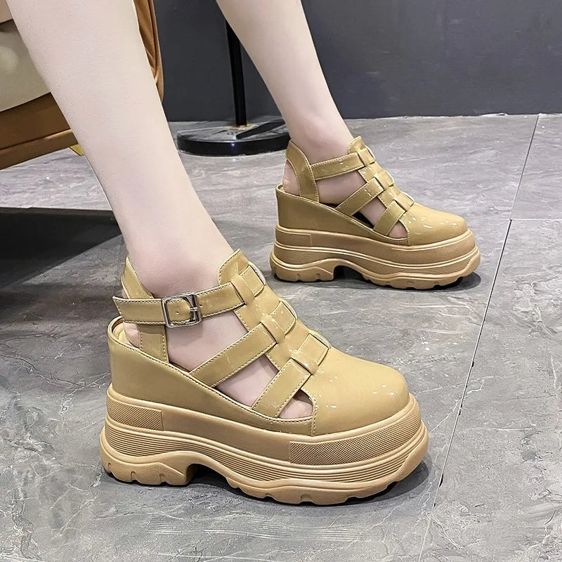 High Platform Sandals New Summer Hidden Heel Casual Mules Shoes Female Outside Beach Slipper Breathable Chunky Sneakers