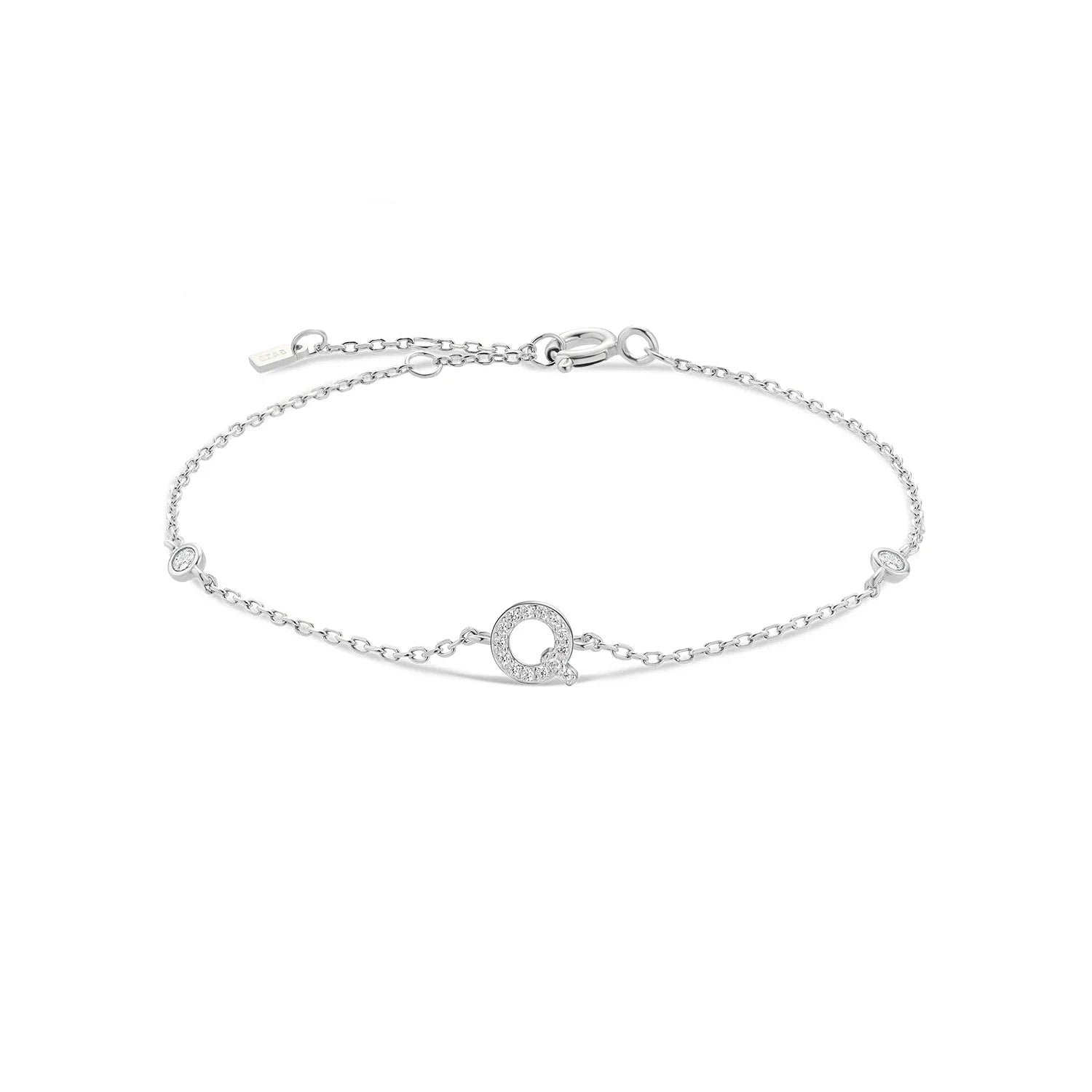 Silver Monogram Letter Initial Charm Chain Bracelet Luxury Wedding Crystal Fine Jewelry-Dollar Bargains Online Shopping Australia