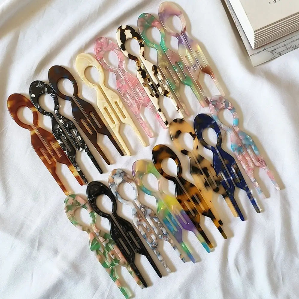 U-Shaped Hair Fork High Quality Tortoiseshell Acetate Hair Sticks Geometric Design Headwear Accessories Hairpin Women Girls