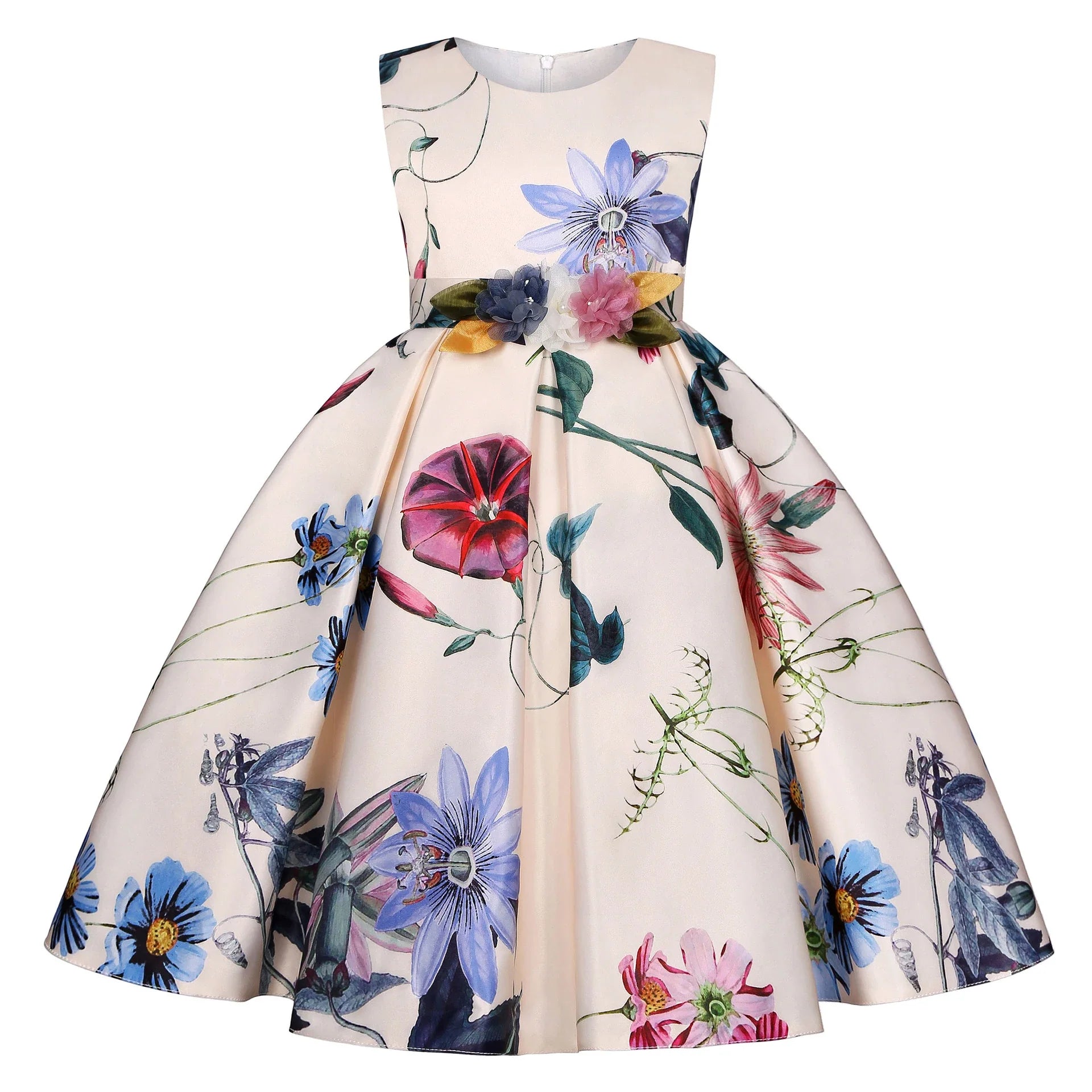 Baby Girls Flower Striped Dress For Girls Floral Wedding Party Dresses Kids Princess Christmas Dress Children Girls Clothing-Dollar Bargains Online Shopping Australia