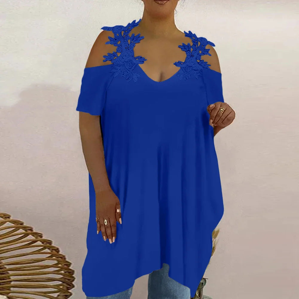 Lace Top Women Clothing Summer Casual Oversized Long T-Shirt Tee for Female Y2K Clothes Sexy Loose Blouse-Dollar Bargains Online Shopping Australia