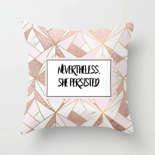 Nordic Style Pink Pillow Marble Geometric Series Waist Rest Cover Sofa Cushion with Removable-Dollar Bargains Online Shopping Australia