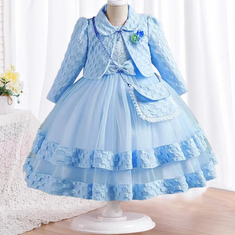 Dress Long sleeved Birthday Party Elegant Evening Dress Performance Fluffy Girl Princess Dress-Dollar Bargains Online Shopping Australia