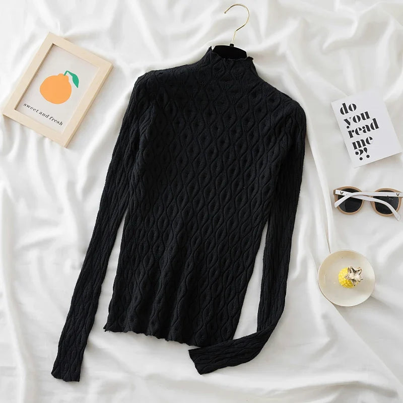 Soft Warm Cashmere Turtleneck Women Sweaters Knitted Slim Pullover Female Solid Jumper Pull Sweater Casual Tops-Dollar Bargains Online Shopping Australia
