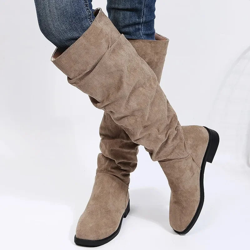 Autumn and Winter Fashion New Sexy Solid Color Warm Round Toe Thick Bottom Low Heel Comfortable Women's Boots Botas Mujer-Dollar Bargains Online Shopping Australia