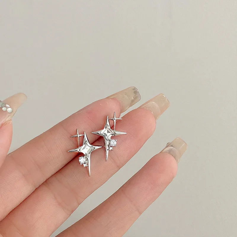 Planet Earrings Silver Color Piercing for Women Moon Star Crystal Zircon Ear Stud Earrings Tragus Cartilage Body Jewelry-Dollar Bargains Online Shopping Australia
