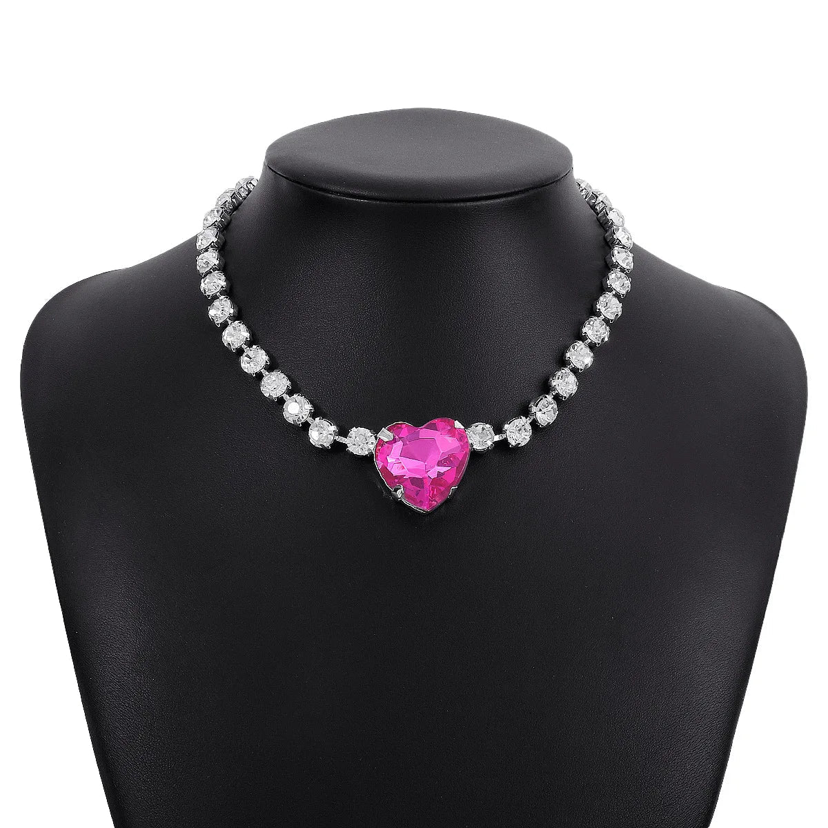 Romantic Crystal Heart Choker Necklace For Women Elegant Party Wedding Statement Necklace Fashion Jewelry Girls-Dollar Bargains Online Shopping Australia