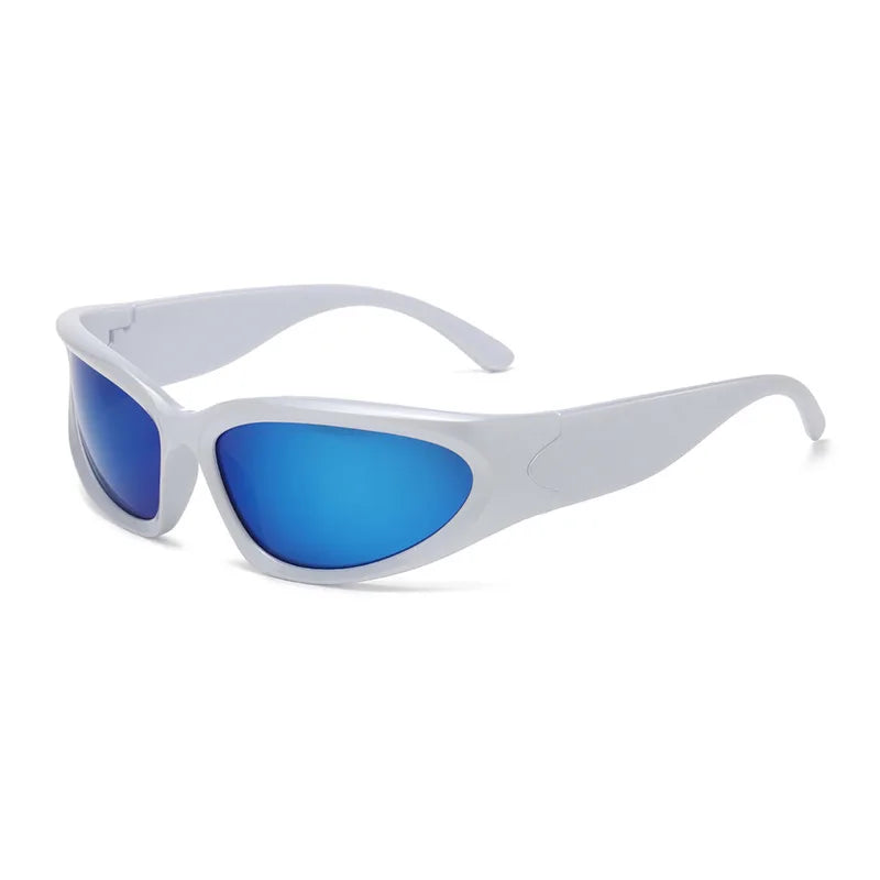 Fashion Wrap Around Cyber Y2K Sunglasses Women Silver Oval Shades Sports Cycling Sun Glasses Aesthetic Eyewear for Men Outdoor-Dollar Bargains Online Shopping Australia