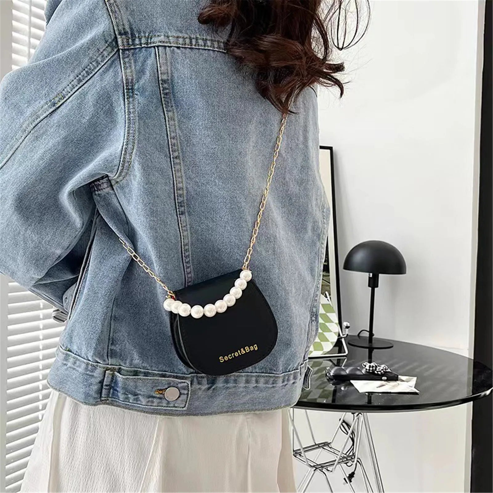 Women Mini Handbags New Elegant Shoulder Messenger Bag Portable Chain Bags Girl Pearl Crossbody Rhombus Small Square Bag-Dollar Bargains Online Shopping Australia