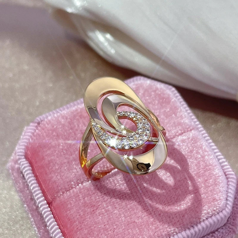 Rose Gold Rings Daily Women Fine Jewelry Minimalist Geometry Natural Zircon Ring Fashion-Dollar Bargains Online Shopping Australia