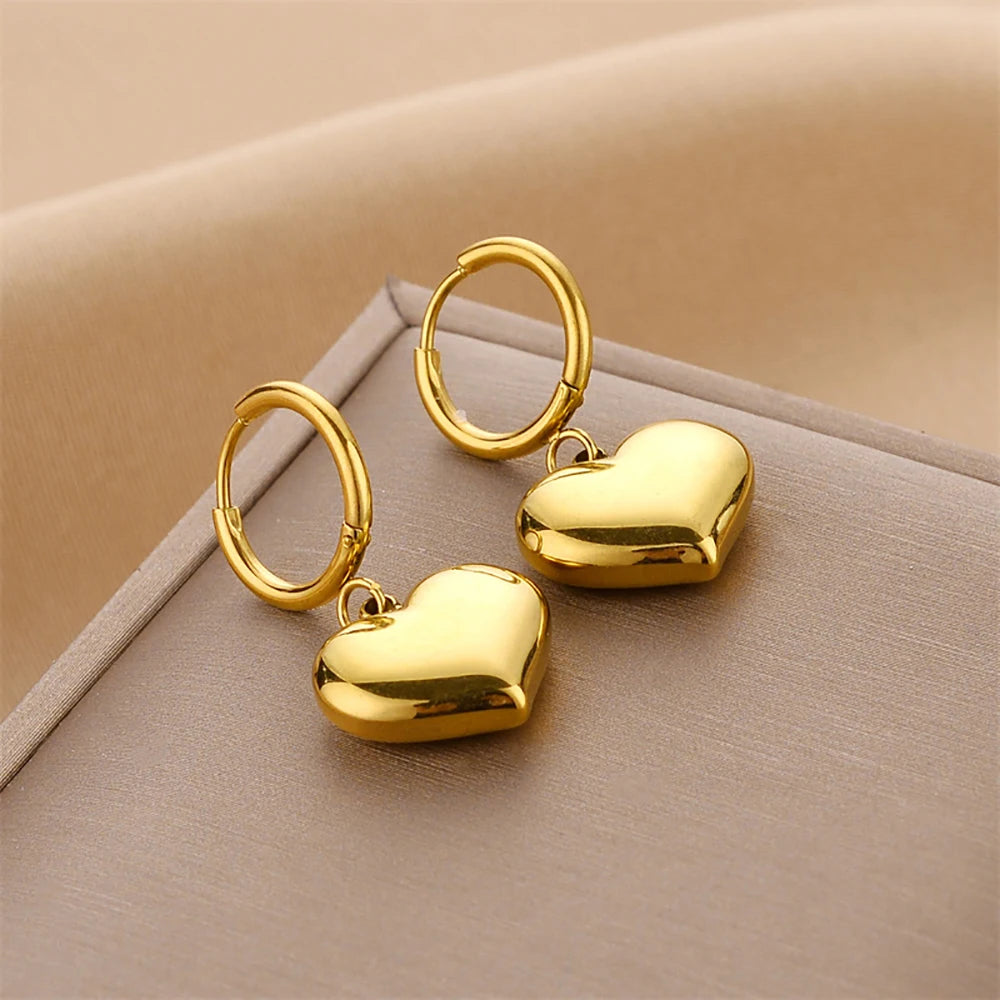 Stainless Steel Hoop Earrings For Women Gold Color Fashion Pearl Piercing Earring Luxury Jewelry