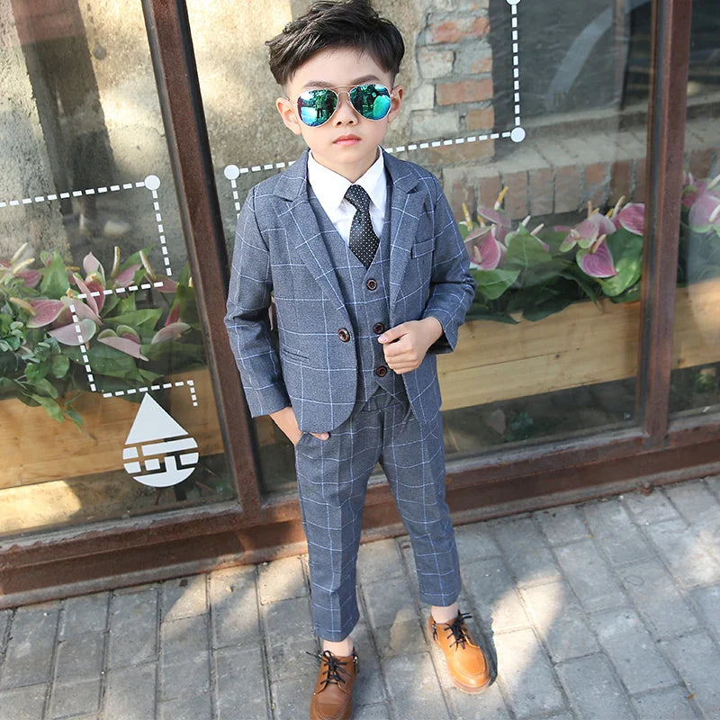 Baby Boys Wedding Party Costumes Blazer Vest Pants Children's Formal Suits Baptism Dress Kids Teenage Ceremony Suit Clothes Set