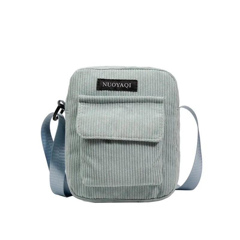 Women Corduroy Shoulder Bags Striped Cloth Fabric Handbags Casual Zip Tote Canvas Crossbody Bag Cute Shopping Bag for Ladies-Dollar Bargains Online Shopping Australia