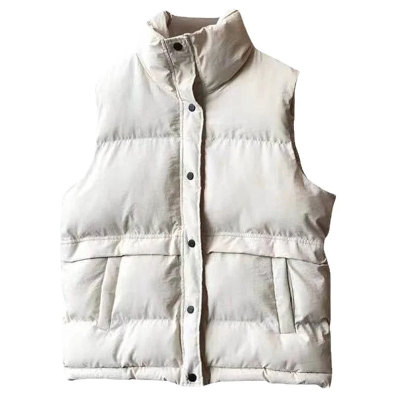 Elegant Cotton Warm Vest Female Students Streetwear Loose Sleeveless Parkas Vest Women