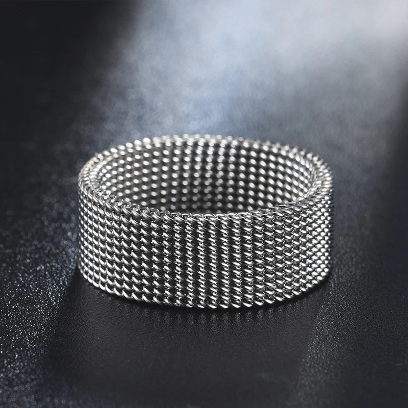 8mm Wide Stainless Steel Rings Titanium Couple Rings Deformable Mesh Accessories for Women Men Jewelry Wedding Gift-Dollar Bargains Online Shopping Australia