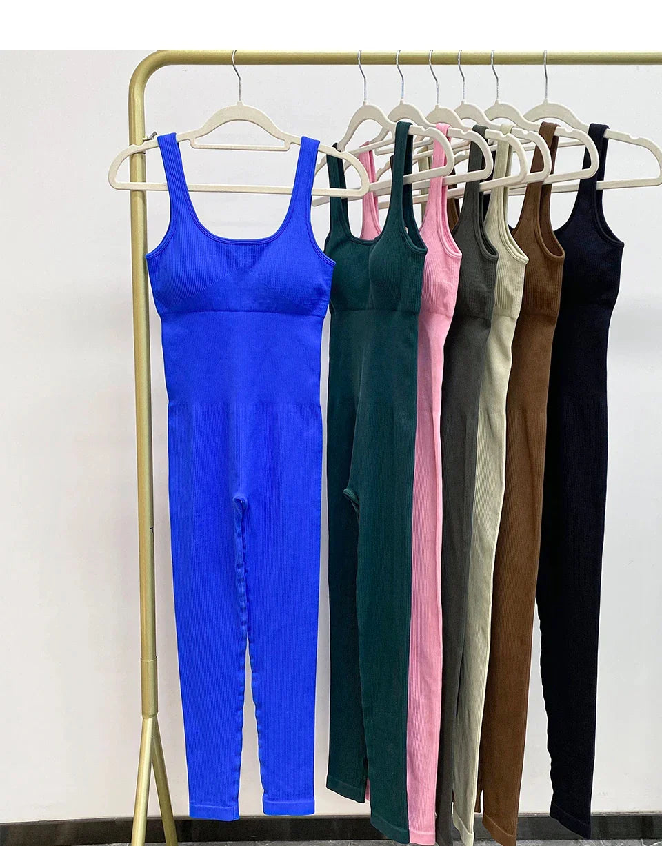 Fitness Seamless Jumpsuits Woman Sleeveless Thread Fashion Casual Outdoors Overalls for Women Corset One Pieces Pants Sets-Dollar Bargains Online Shopping Australia