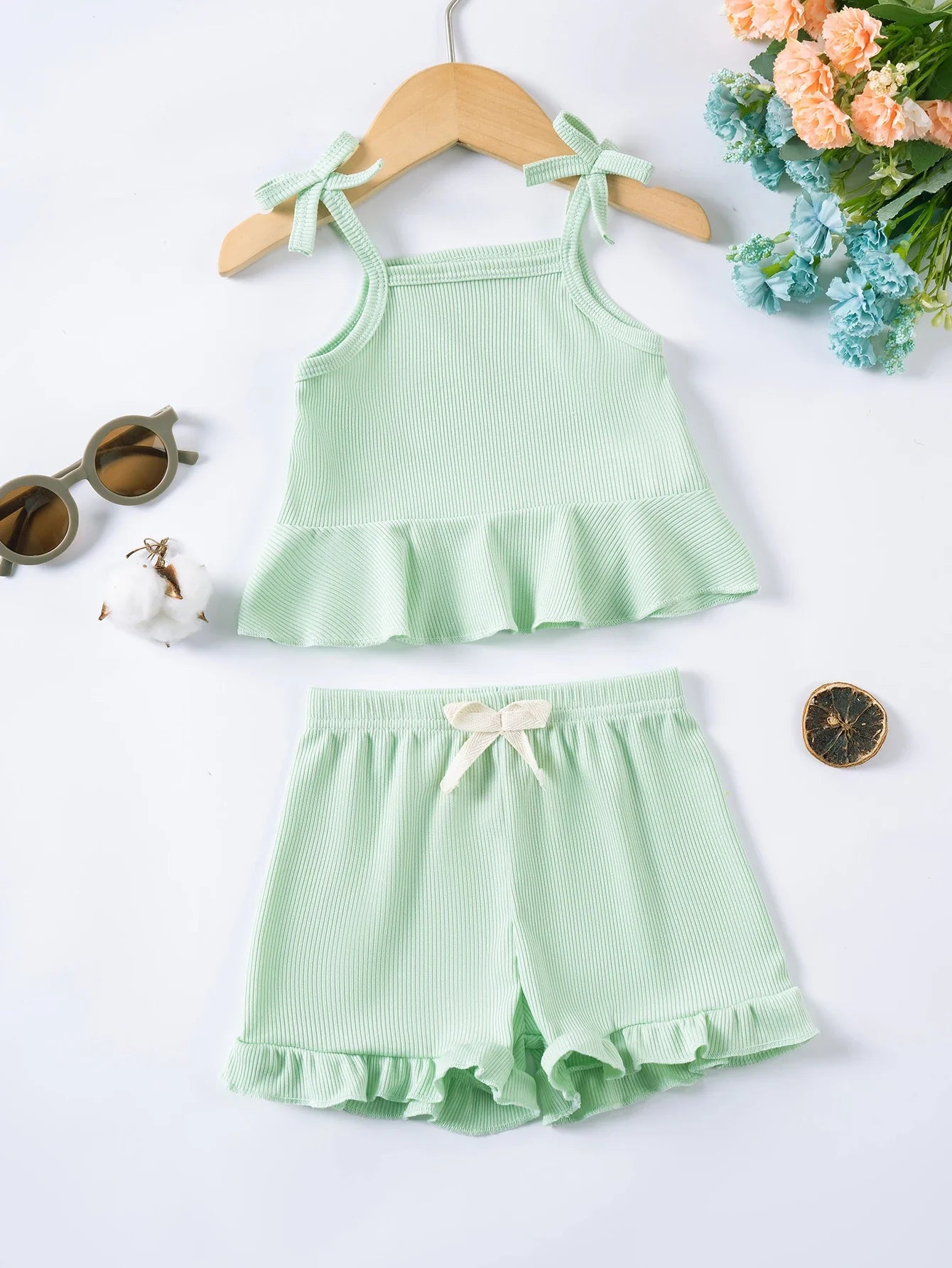 Kids Clothing Sets New Baby Girl Camisole Top + Lace Shorts 2PCS Summer Casual Children Clothes Suits-Dollar Bargains Online Shopping Australia