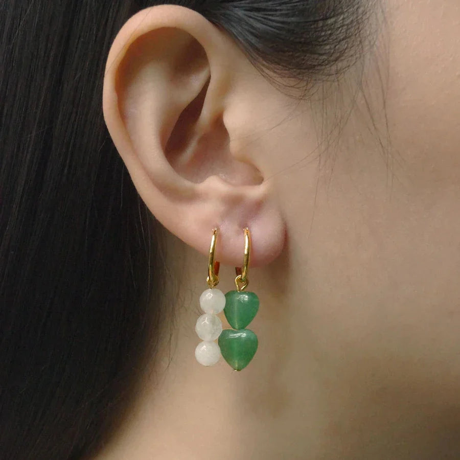 Bohemian Handmade Natural Stone Beads Hoop Earrings for Women Golden Color Stainless Steel Circle-Dollar Bargains Online Shopping Australia