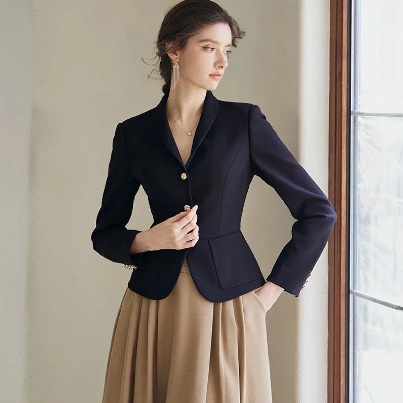 Jacket Blazer Woman Crop Clothes Slim Outerwears Short Solid Coats for Women-Dollar Bargains Online Shopping Australia