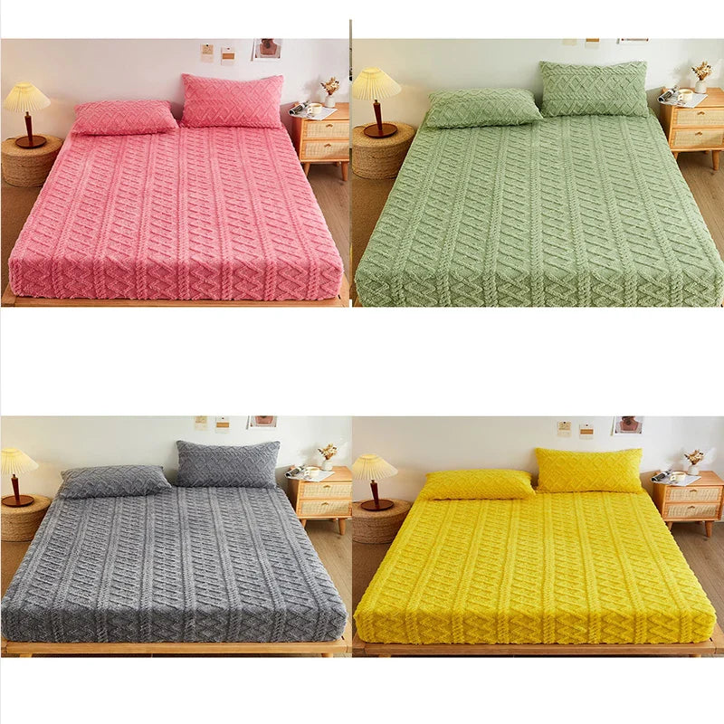 Coral Velvet Bedsheet  Bedspread  Milk Velvet Mattress Protective Cover  Winter Plush Insulation Bedspread