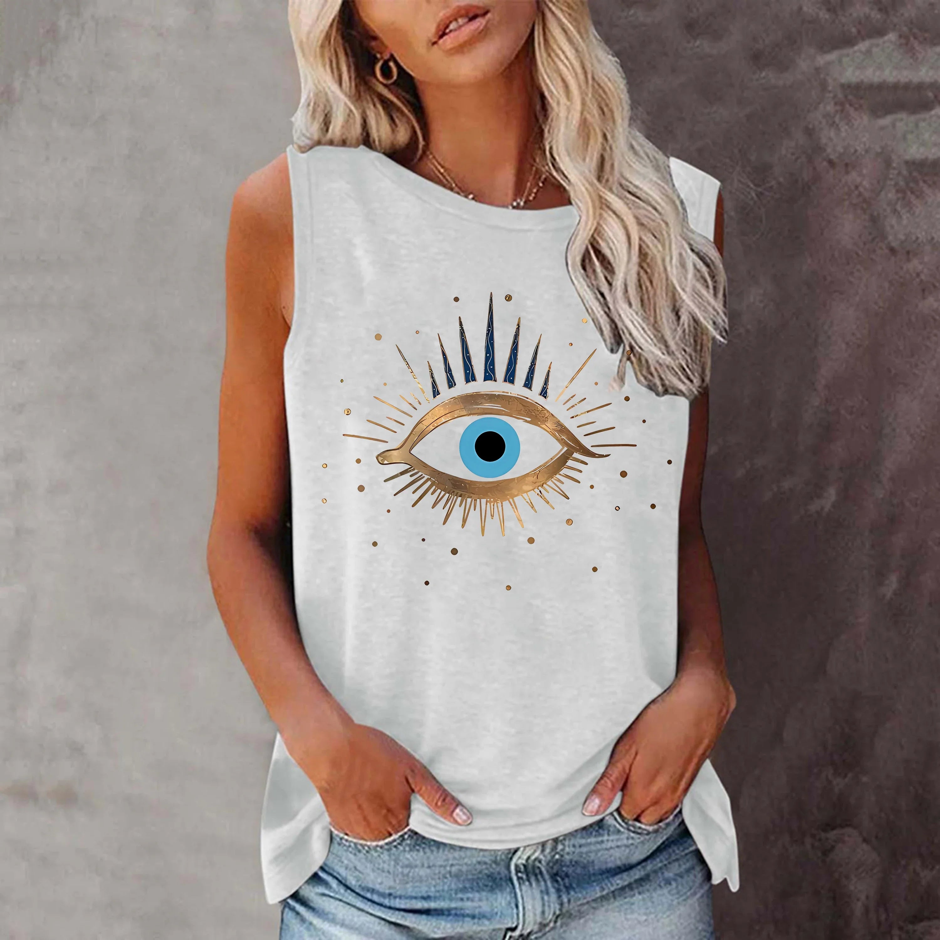 Eye T-shirt Short Sleeve Crew Neck Casual Top Women Clothing Y2k Top-Dollar Bargains Online Shopping Australia