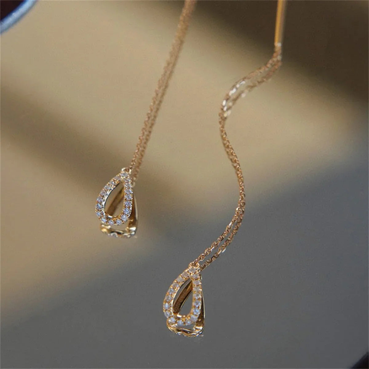 Simple Gold Color Water Drop Long Tassel Earrings For Women Korean Fashion Rhinestone Waterdrop Ear Line Dangle Earring Jewelry-Dollar Bargains Online Shopping Australia