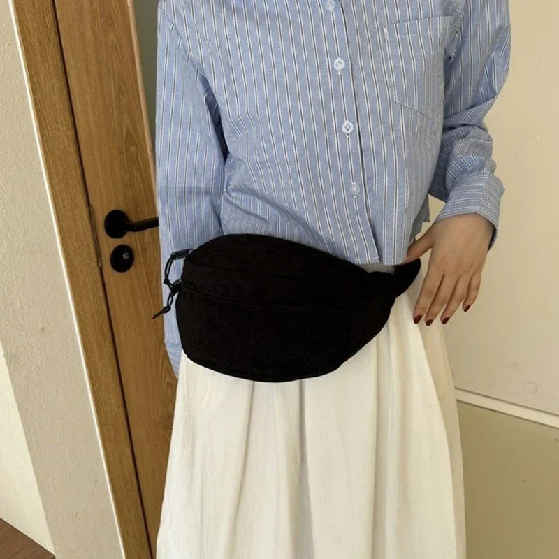 Waist Pack Chest Bag Corduroy Fanny Pack Sports Bag Versatile Travel Belt Bag