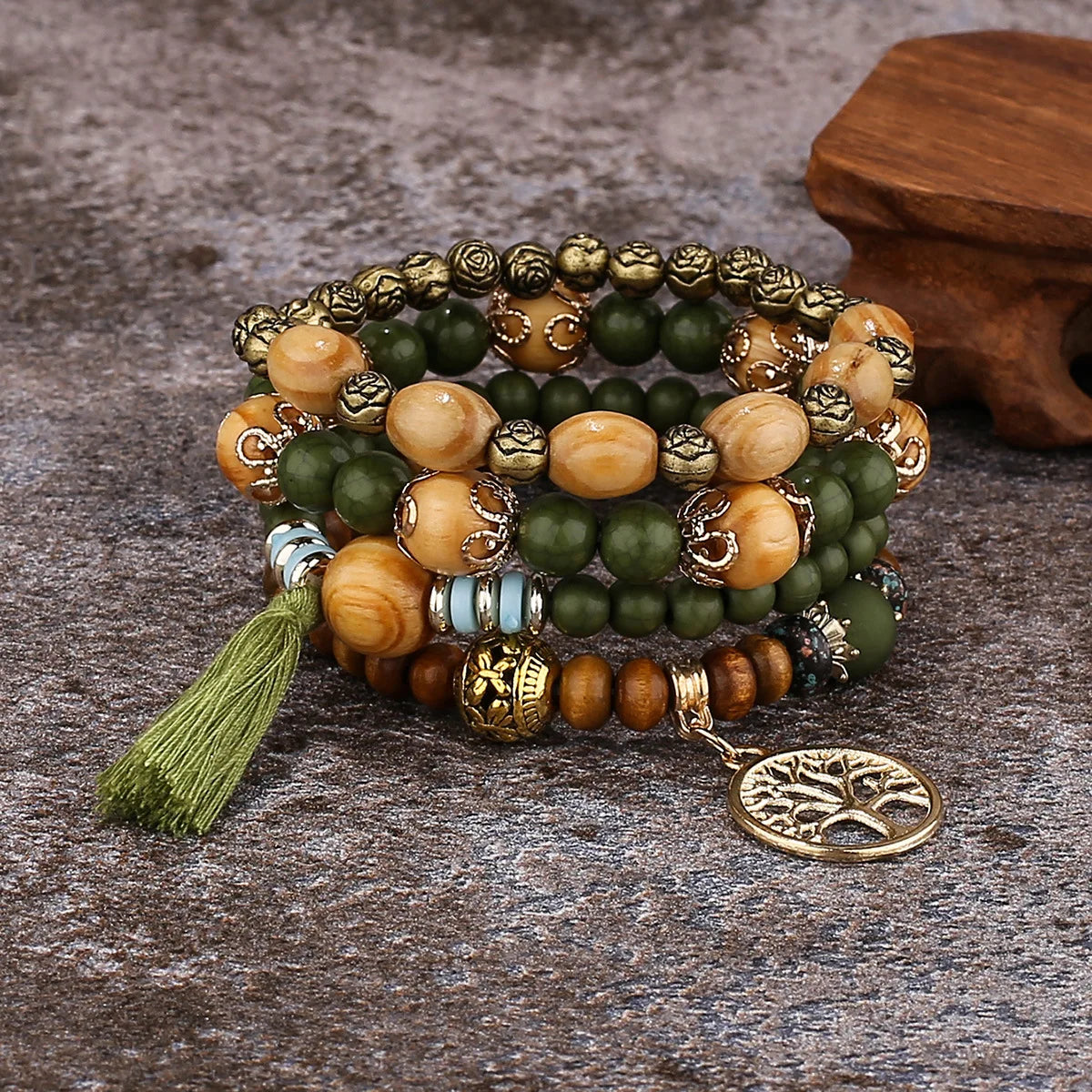 Fashion Retro Boho Multilayer Wood Beaded Bracelet Fairy Bangle Beads Bangles Women Bracelet Jewelry Gift Women's Jewelry Gifts-Dollar Bargains Online Shopping Australia