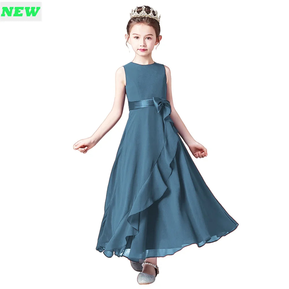 Chiffon Junior Bridesmaid For Teens Ankle-Length Flower Girl Dresses For Wedding Party Kids First Communion Gowns-Dollar Bargains Online Shopping Australia