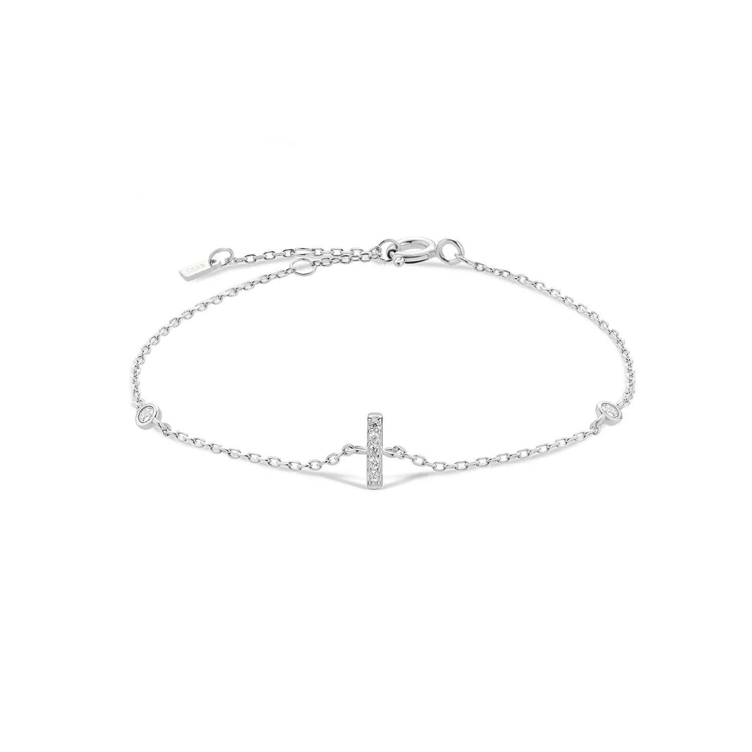 Silver Monogram Letter Initial Charm Chain Bracelet Luxury Wedding Crystal Fine Jewelry-Dollar Bargains Online Shopping Australia