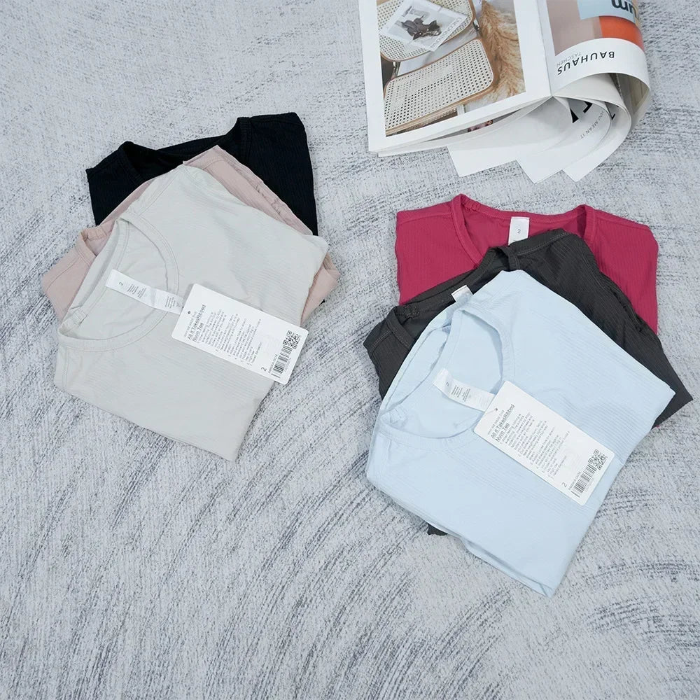 Women's High Elastic Breathable Quick-Drying Tight Short Sleeve Top Yoga Fitness Sports T-shirt