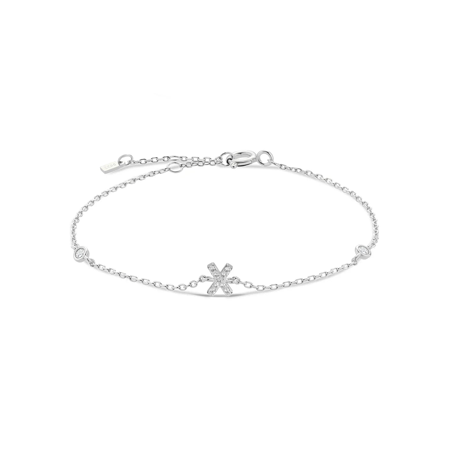 Silver Monogram Letter Initial Charm Chain Bracelet Luxury Wedding Crystal Fine Jewelry-Dollar Bargains Online Shopping Australia