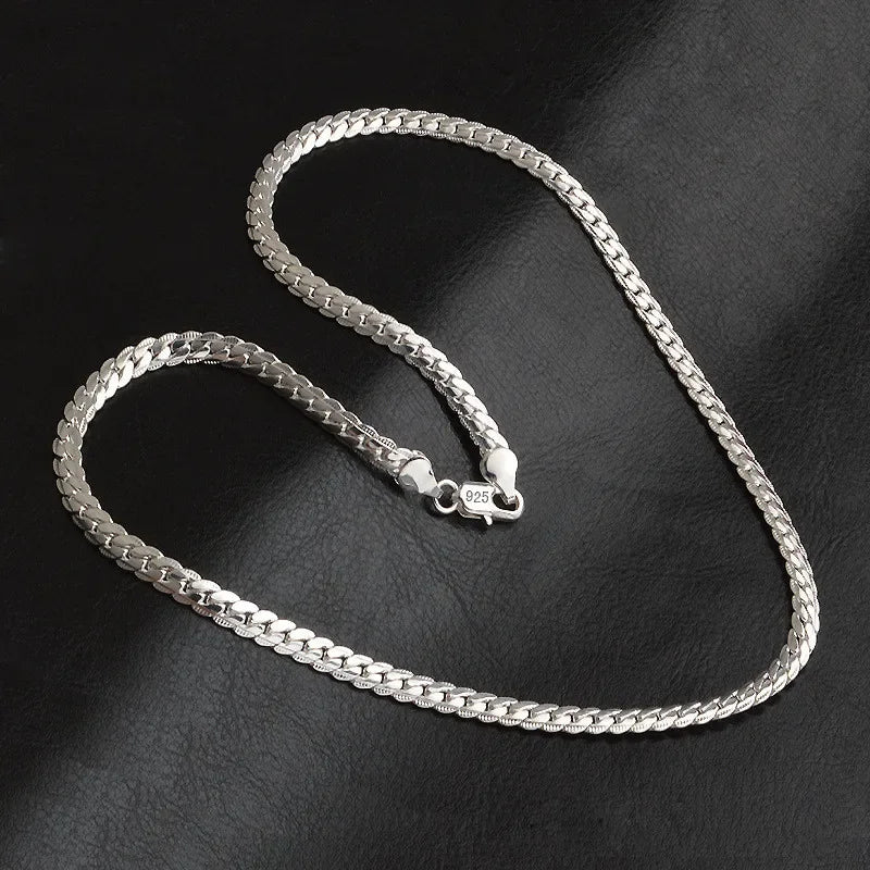 925 Sterling Silver 6mm Side Chain Inch Necklace for Woman Men Fashion Wedding Engagement Jewelry Gift-Dollar Bargains Online Shopping Australia