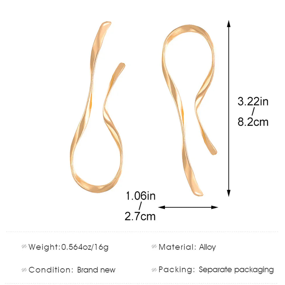 Exaggerated Irregular Lines Big Dangle Earrings for Women Minimalist Asymmetric Twisted Personalized Accessories Fashion Jewelry-Dollar Bargains Online Shopping Australia