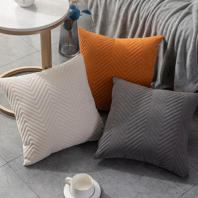 Pillow Quilted Velvet Hug Pillowcase Home Pillow Bedside Cushion Cover Simple Sofa Hug Pillowcase Pillows For Living Room